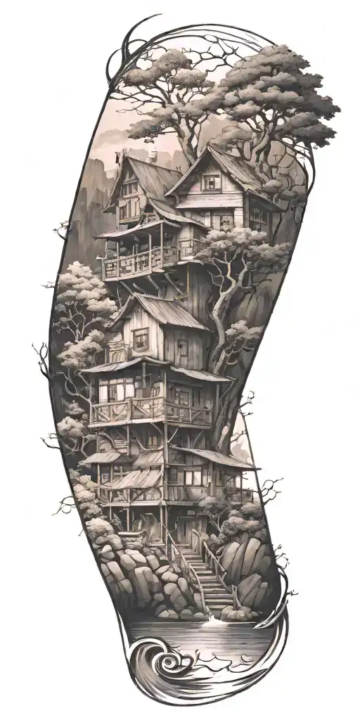 Bansai With House Nestled