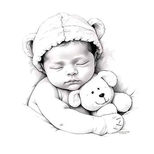 A Baby Sleeping With A Teddy Bear
