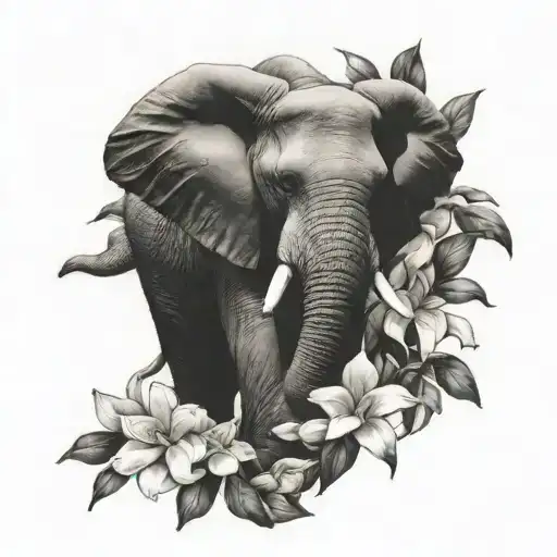 Elephant And Gardenia Flower