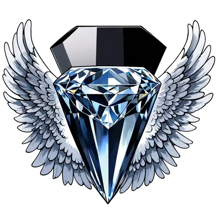 A Diamond That Has Angel Wings Spread No Background
