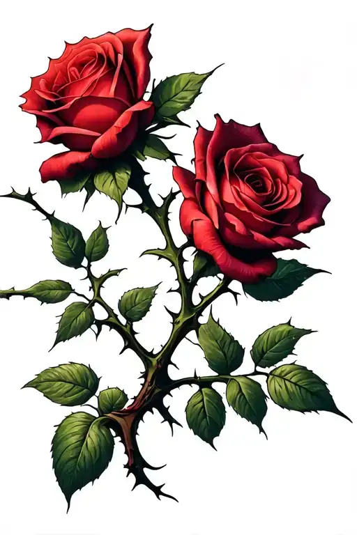 Long Thin Vines With Thorns And A Rose Growing