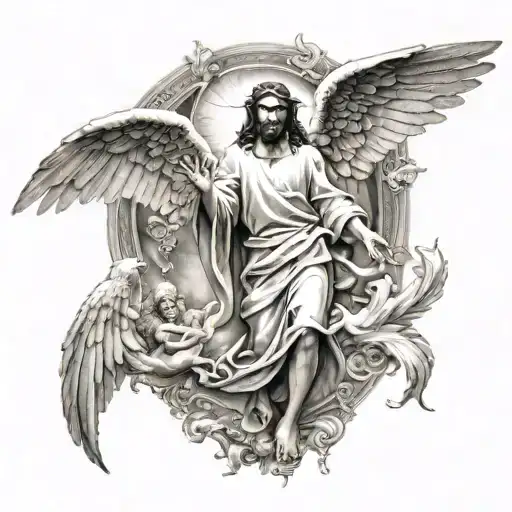 Jesus And Angels Wings