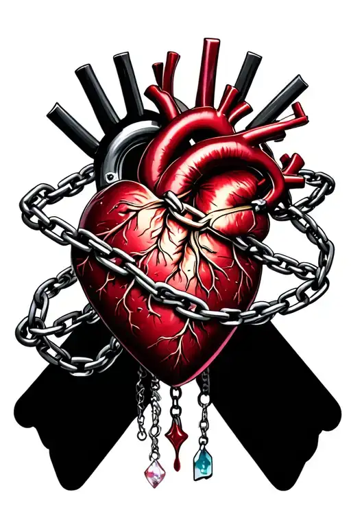 M E Y Letrers And Heart Around And Chains Wrapinng De Heart