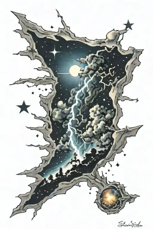 Storm With Starry Night Sky