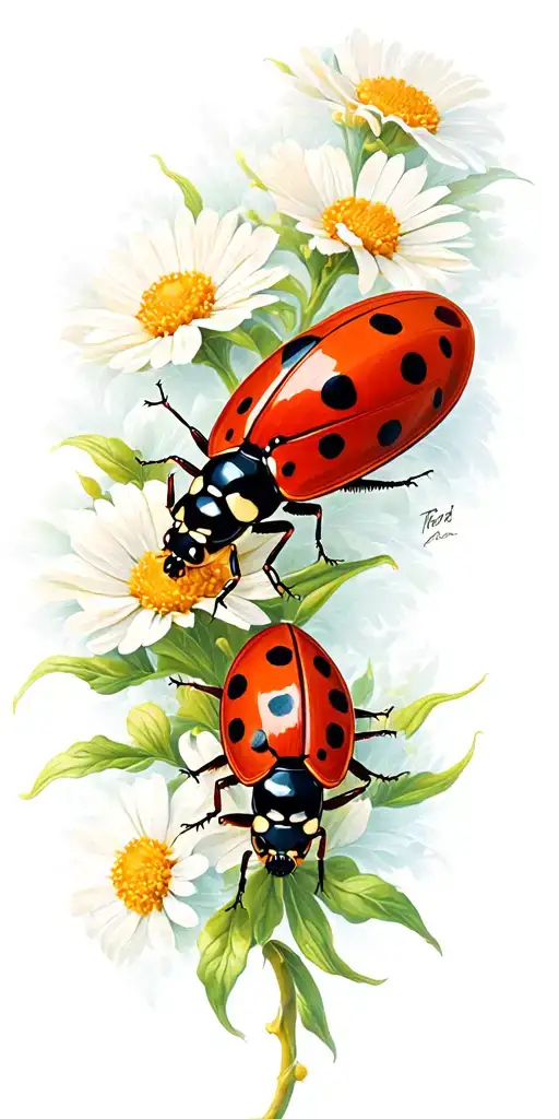 Ladybug About To Take Flight Sitting Ona Bra Ch