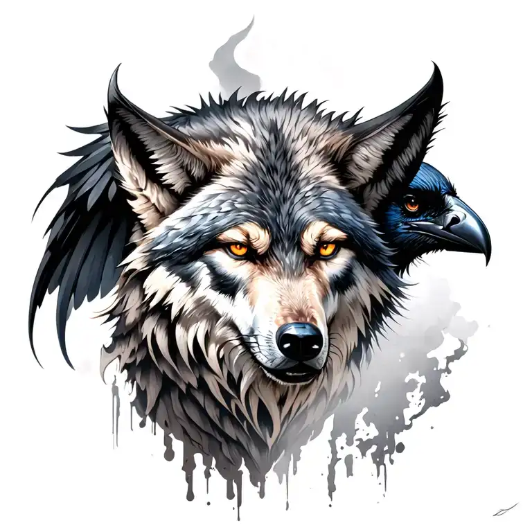 Demon Wolf And Raven