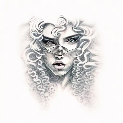 Plump Girl With Curly Hair And Guitar Between Legs