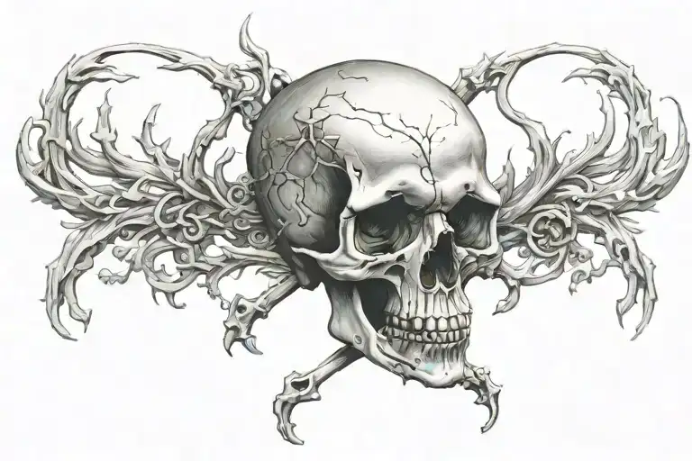 Skull And Bones Chest Tattoo Design