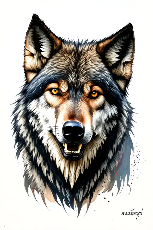 Wolf Looking Forward Snarling Wolf