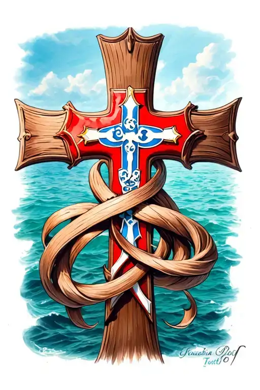 Croatia Tattoo With A Cross Intertwined