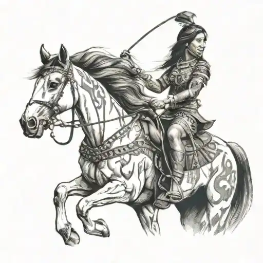 Native Woman Horse Riding
