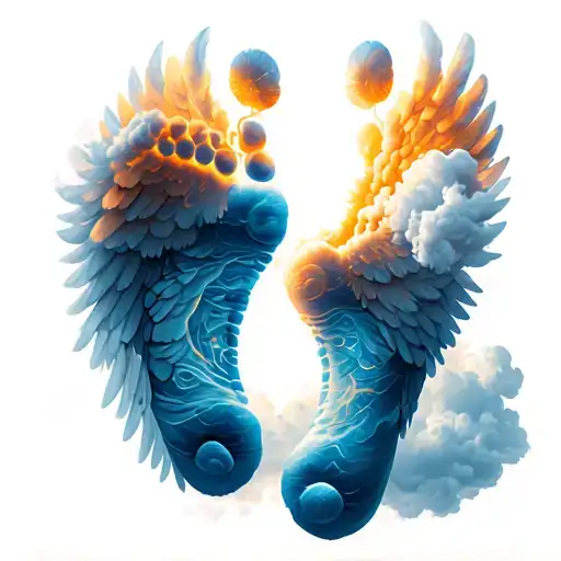 Baby Footprint Wings Wrapped Clouds