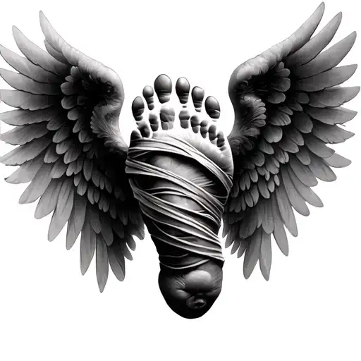 Baby Footprint Wings Wrapped