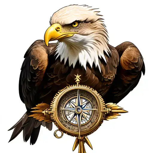 Bald Eagle With Compass In Talons
