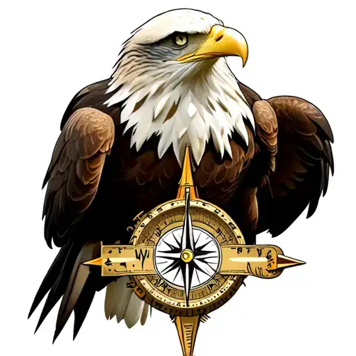 Bald Eagle With Compass In Talons