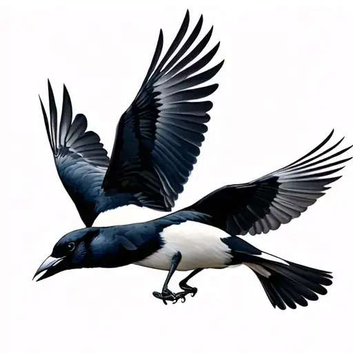 2 Magpies Flying Around Each Other