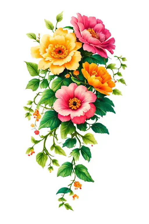 Flowers And Vines Growing