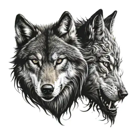 Wolf And Beast Shadowed In Darkness