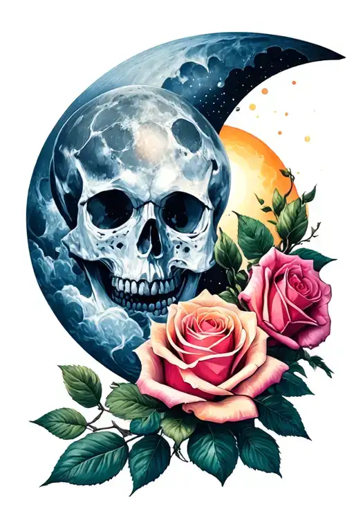 Sun And Moon As Rose And Skull
