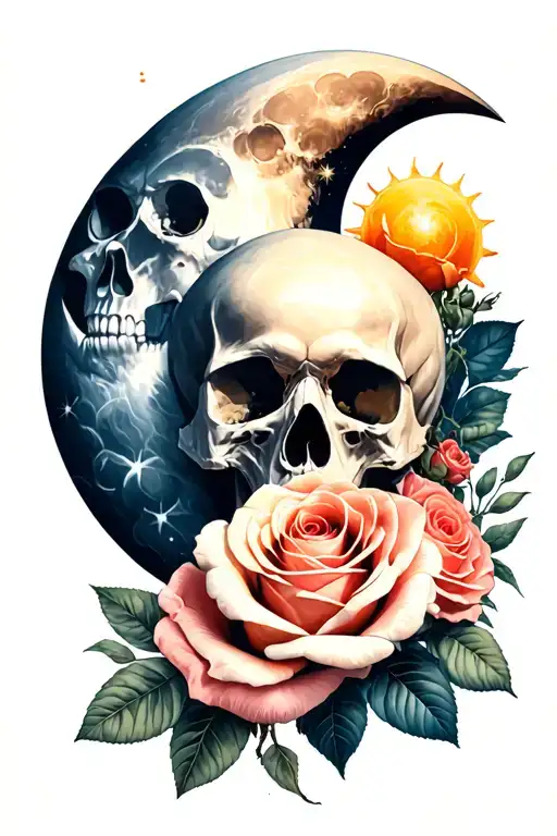 Sun And Moon As Rose And Skull