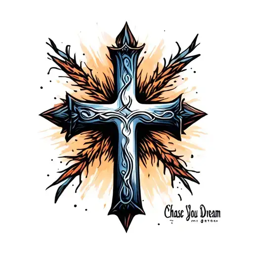 A Cross With Pointed Edges And Fade And Writing In Between Chase You Dream