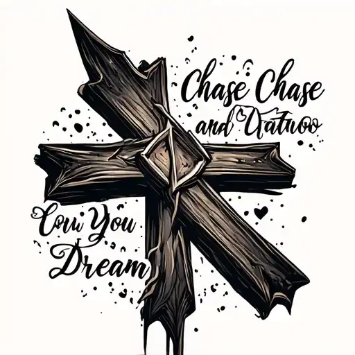 A Cross With Pointed Edges And Fade And Writing In Between Chase You Dream
