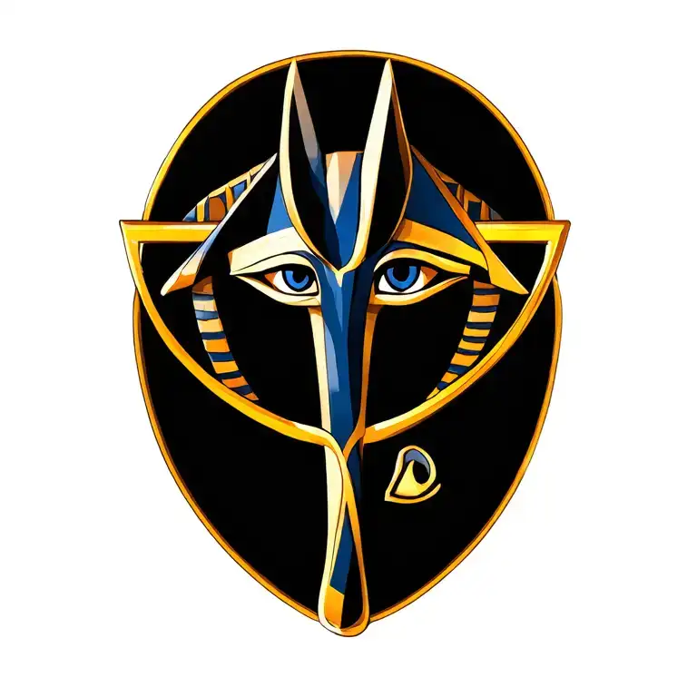Anubis With Ankh Symbol With Eye Of Horus