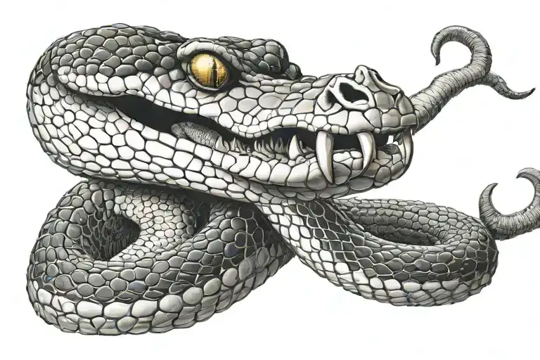 King Cobra Wrapped Around Neck With Mouth Open In The Front Of The Neck
