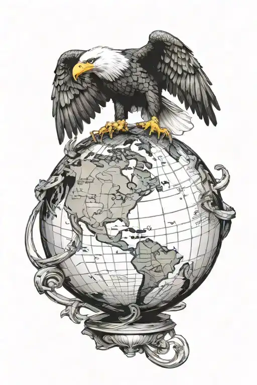 Eagle On Top Of A Globe Made From A Skull With An Anchor