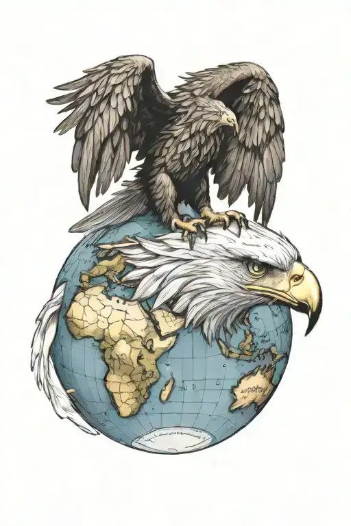Eagle On Top Of A Globe Made From A Skull