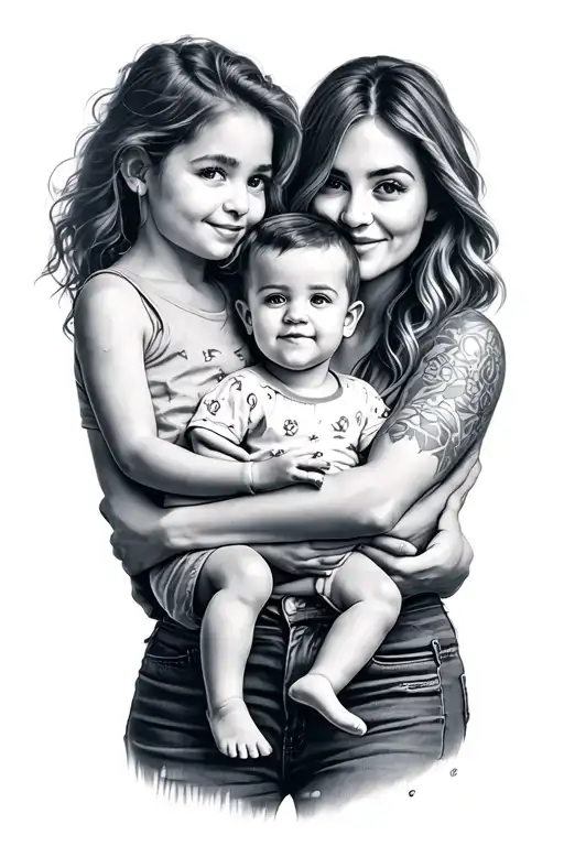 Mom Holding Two Kids