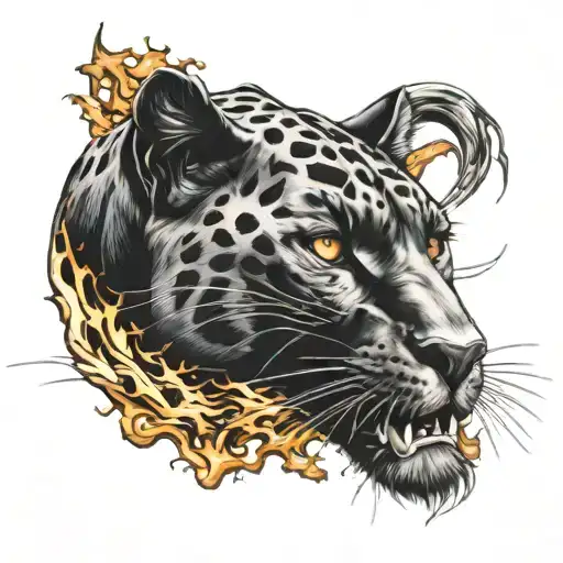 Panther And Fire Flames