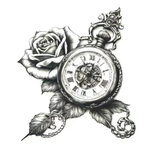 Rose With Pocket Watch Forarm