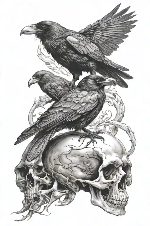 Raven Sitting On The Skull
