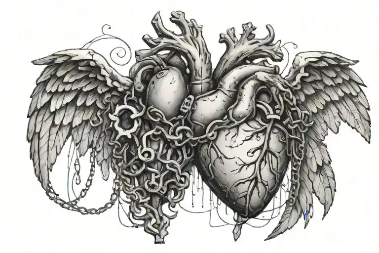 An Anatomical Heart With Wings Breaking Free From Chains Symbolising Freedom From Being Enslaved