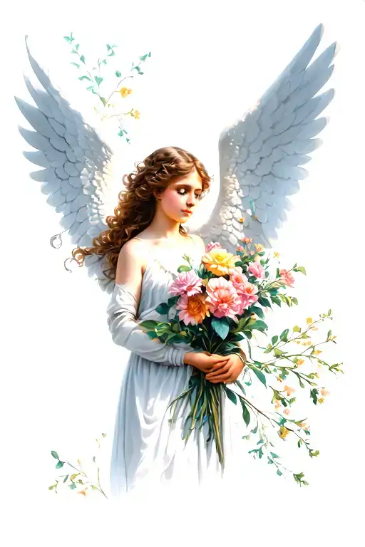 Ojo Angel Holding Flowers