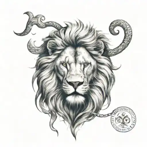 Lion With Libra Zodiac Sign