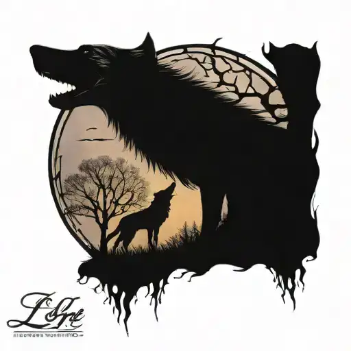 Tree Of Life With The Letters Lbd And Silhouette Of A Howling Wolf