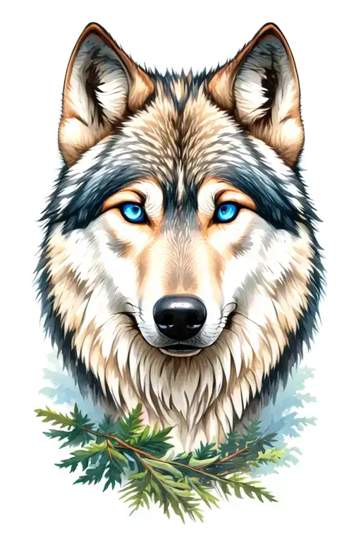 Wolf Blue Eyes Forest Landscape