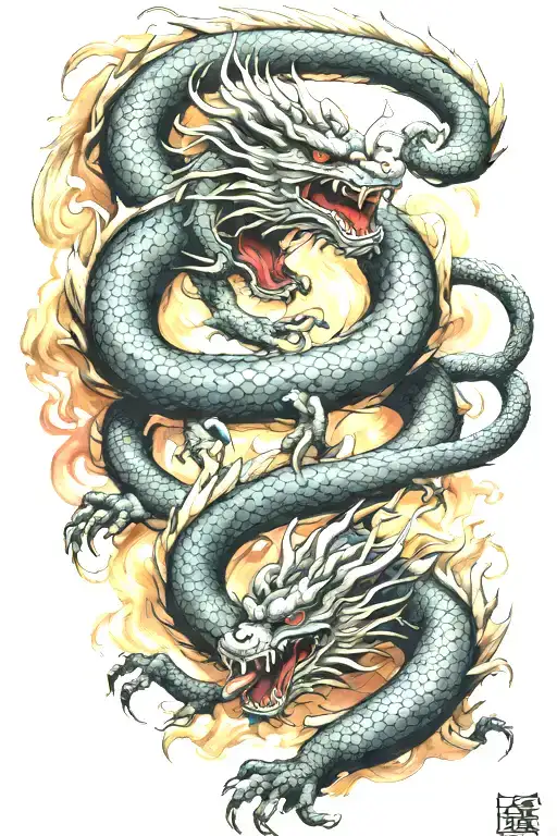 Japanese Dragons Fighting