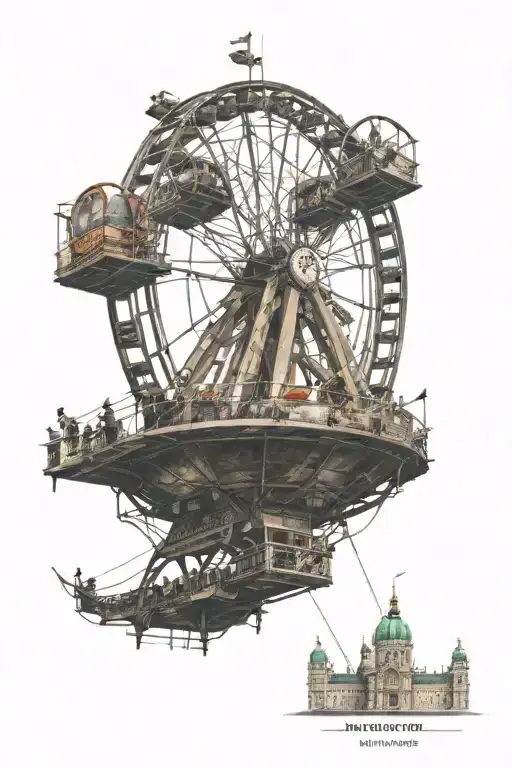 Gondola Of The Vienna Giant Ferris Wheel With Typical Viennese Attractions