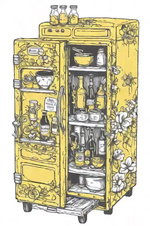 Yellow Refrigerator Has A Vintage Design With Two Compartments