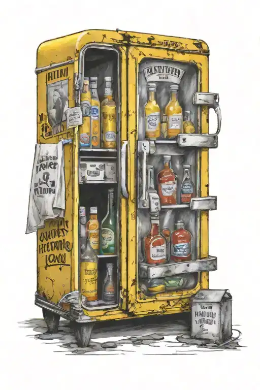 Vintage Yellow Refrigerator With Two Compartments