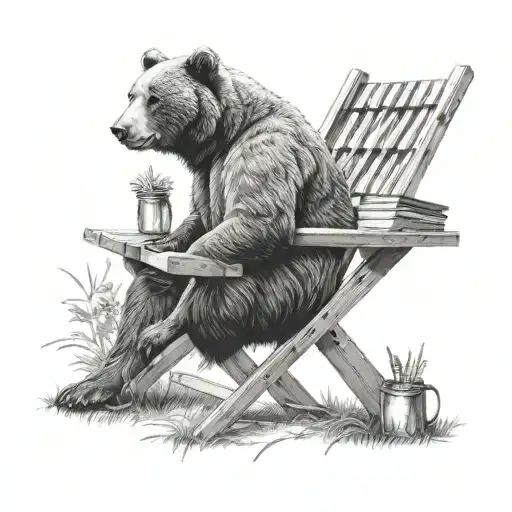 Bear And Lawn Chair