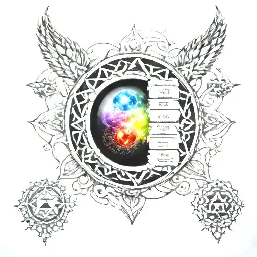 Tattoo Of The Seven Chakras Hanging From A Phonenix