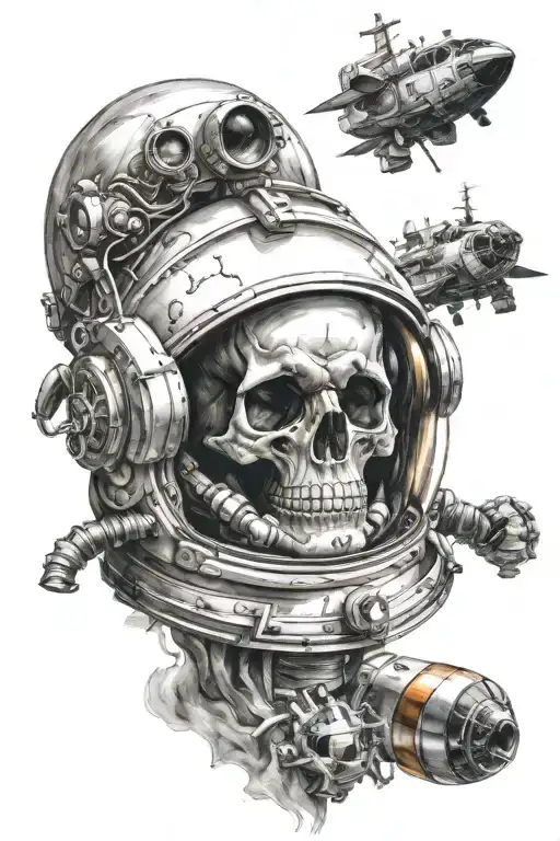 Skull In Astronaut Helmet