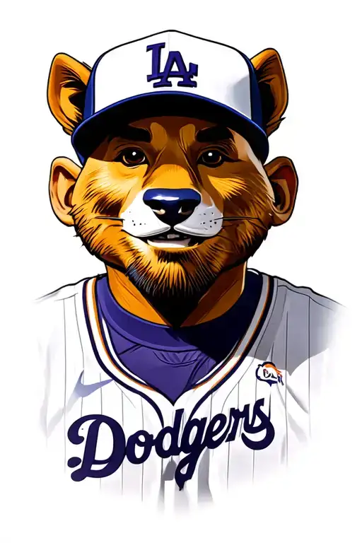 Denver Bronco Mascot Wearing Kobe Bryant Logo Jersey With La Dodgers Hat