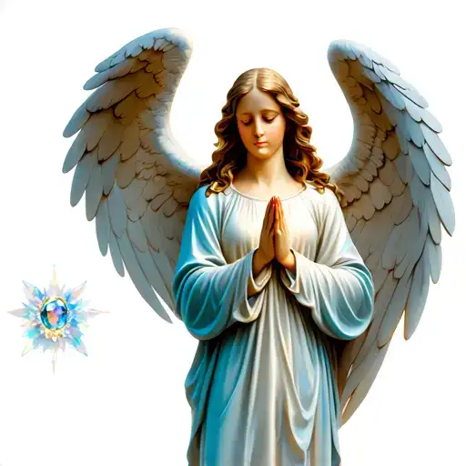 Angel Praying With Birthstone Colors March