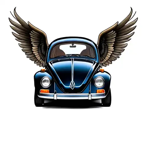 Classic Volkswagen Beetle With Beetle Wings