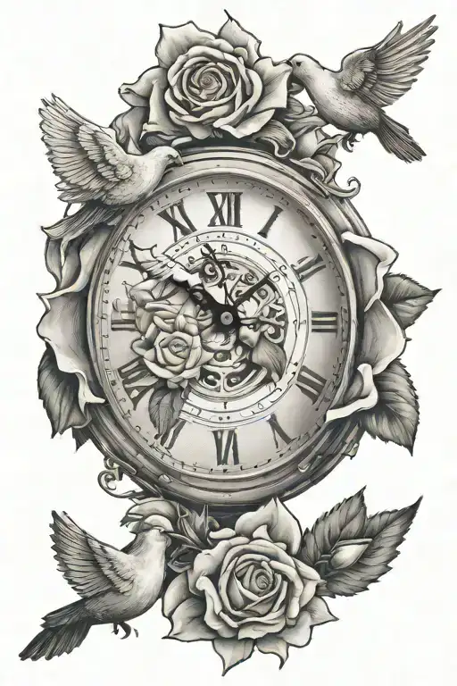 Rose Clock With Dove